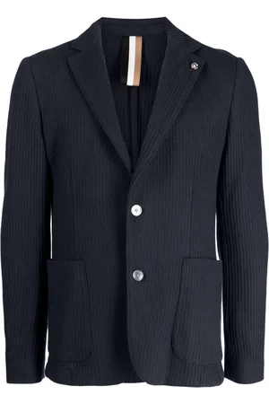 HUGO BOSS Enkelknäppt blazer med våffelstickad effekt