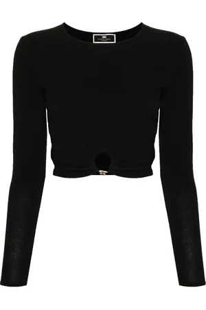 Elisabetta Franchi Kort tröja med logotypplakett