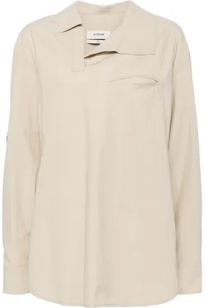 SYSTEM Blus med asymmetrisk krage