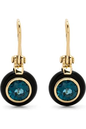 Sauer Frames örhängen i 18K gult guld med onyx och topas