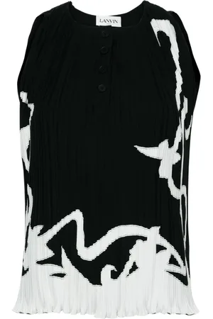 Lanvin Plisserad blus med abstrakt tryck