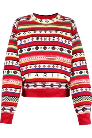 Kenzo Intarsiastickad tröja med logotyp