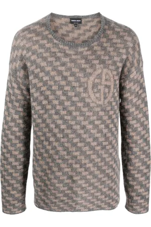 Giorgio Armani Intarsiastickad tröja med geometriskt mönster