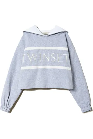 Twin-Set Kort hoodie med broderad logotyp