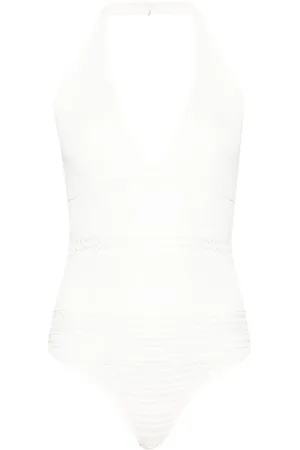 Twin-Set Virkstickad body med halterneck