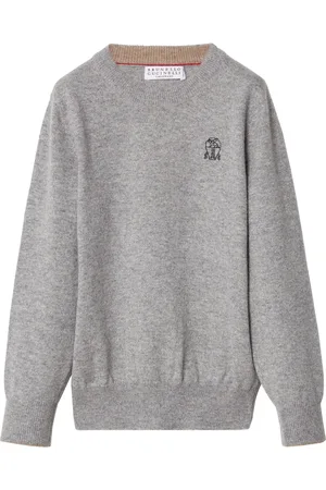 Brunello Cucinelli Kashmirtröja med broderad logotyp