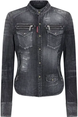Dsquared2 Jeansskjorta med sliten effekt