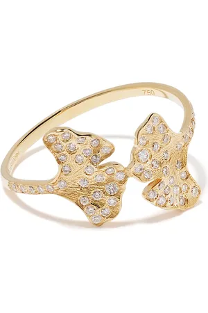 Aurélie Bidermann Ginkgo diamantring i 18K gult guld
