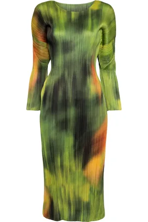 PLEATS PLEASE ISSEY MIYAKE Turnip & Spinach plisserad klänning