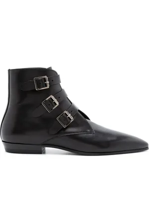 Saint Laurent Goth läderstövlar med spänne