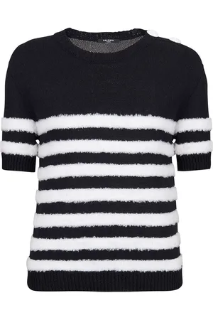 Balmain Randig kortärmad topp