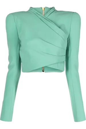 Balmain Långärmad croptop i omlottmodell