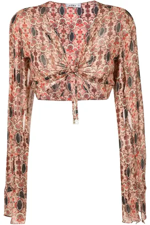 AMIR SLAMA Kort blommig blus