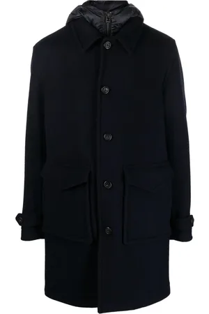Woolrich Enkelknäppt kappa med huva