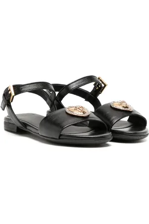 VERSACE Lädersandaler med logotypplakett