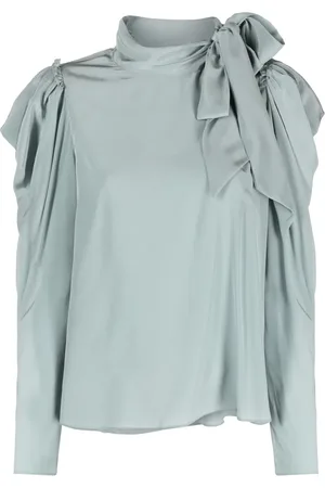 ULLA JOHNSON Draperad kort sidenblus