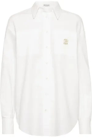 Brunello Cucinelli Skjorta med broderad logotyp
