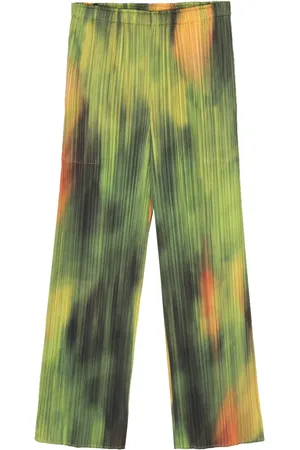 PLEATS PLEASE ISSEY MIYAKE Turnip Spinach plisserade byxor