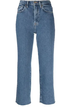 7 for all Mankind Croppade jeans med fransar
