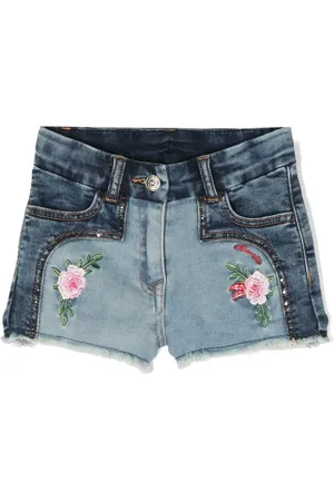 MONNALISA Jeansshorts med blomsterbrodyr