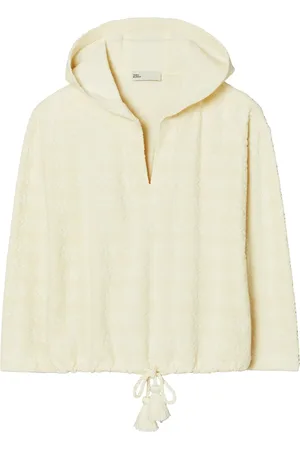 Tory Burch Hoodie med logotyp i jacquard