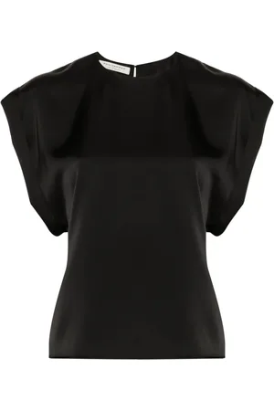 Serafini Satinblus med rundad hals