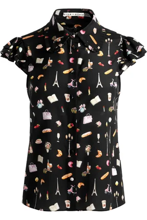 ALICE+OLIVIA Martel Flutter sidenblus