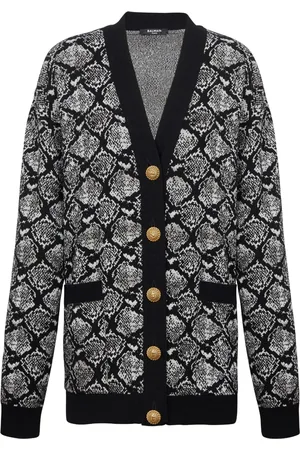 Balmain Stickad kofta med ormskinnseffekt