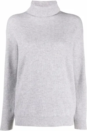 Brunello Cucinelli Ribbstickad tröja med rullkrage