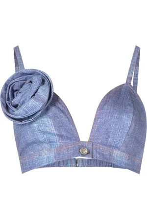 AMIR SLAMA Croptop med blomapplikation