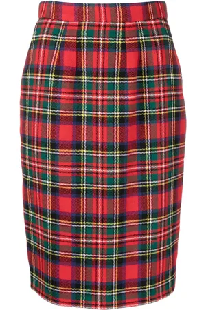 Saint Laurent Skotskrutig pennkjol