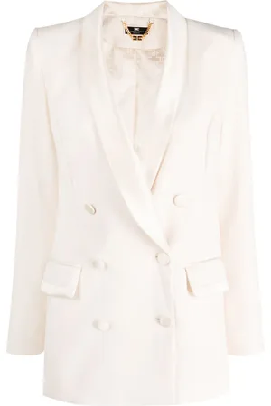 Elisabetta Franchi Dubbelknäppt blazer med satinkant