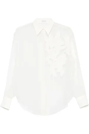 Brunello Cucinelli Skjorta med blomapplikation
