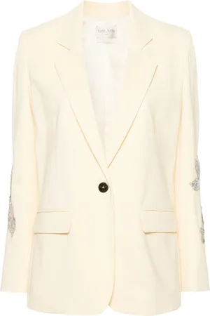 FORTE FORTE Enkelknäppt blazer med blomsterbrodyr