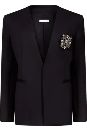 AREA Kraglös blazer med strassprydd brosch