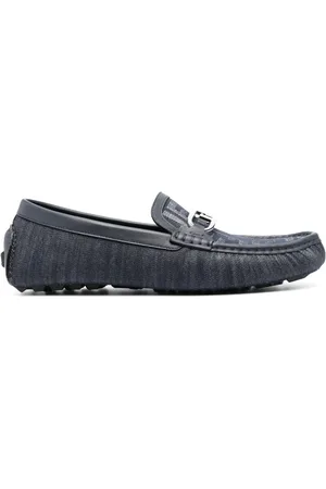 Fendi Läderloafers med logotypplakett