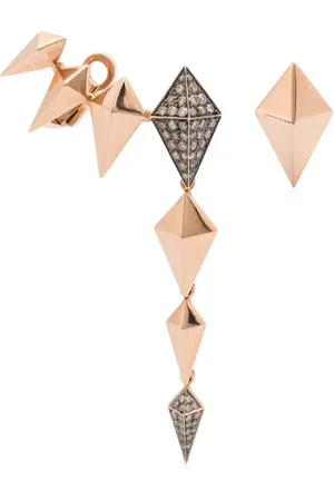 ANAPSARA Asymmetriska diamantörhängen i 18K roséguld
