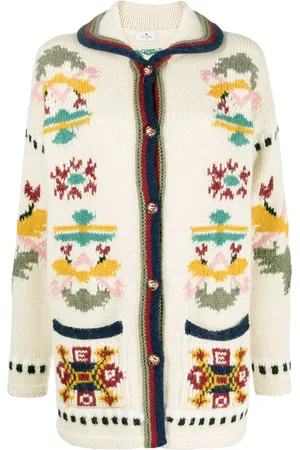 Etro Geometrisk intarsiastickad kofta