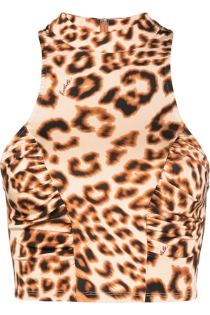 ROTATE Leopardmönstrad kort långärmad tröja