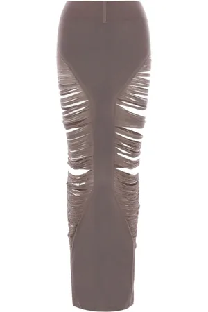 Rick Owens Pillar midikjol med fransar