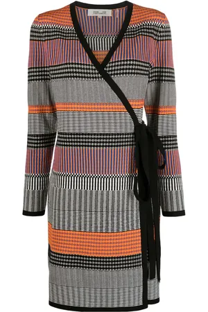 Diane von Furstenberg Brigid ribbstickad omlottklänning med geometriskt mönster