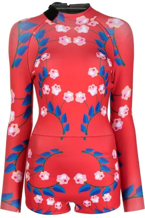Cynthia Rowley Långärmad blommig baddräkt