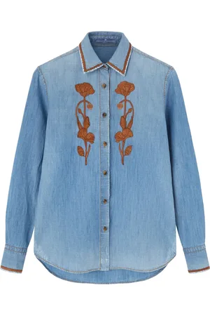ERMANNO SCERVINO Jeansskjorta med blomsterbrodyr
