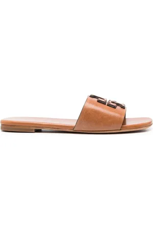 Tory Burch Lädertofflor med präglad logotyp