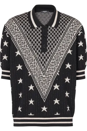 Balmain Stickad pikétröja med monogram
