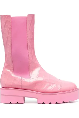 Stuart Weitzman Läderstövlar med krokodileffekt