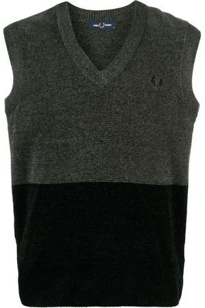 Fred Perry Tvåfärgad väst med broderad logotyp