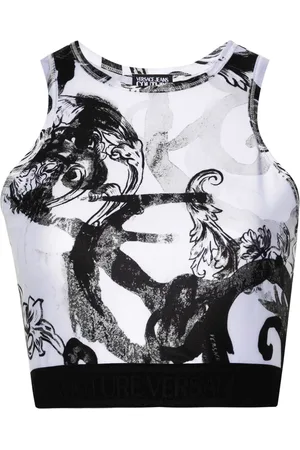 VERSACE Croptop med tidningstryck