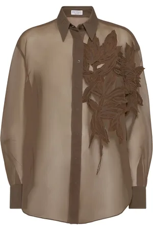 Brunello Cucinelli Skjorta med blomapplikation