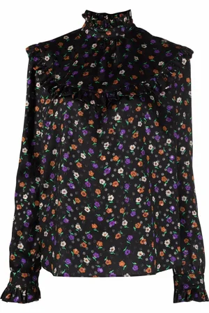 Saint Laurent Långärmad blommig blus